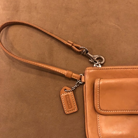 Brown Leather Coach Wristlet - Picture 3 of 5